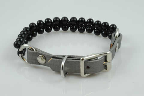 Gray Leather with Black Onyx