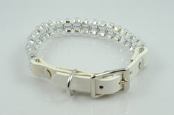 White Leather with Clear Silver Lined Seed Beads