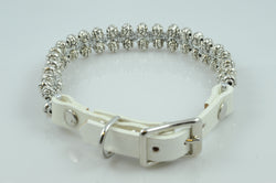 White Leather with Metal Beads