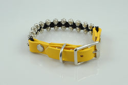 Yellow Leather with Metal Beads